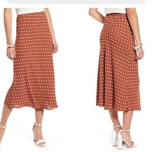 Halogen Bias Cut A-Line Skirt, Medium, Rust Dot